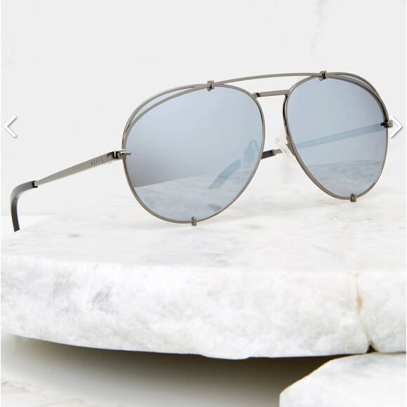 DIFF Eyewear Aviator Pilot Shape Sunglasses Gunmetal with Gray Mirror lens - Picture 2 of 13